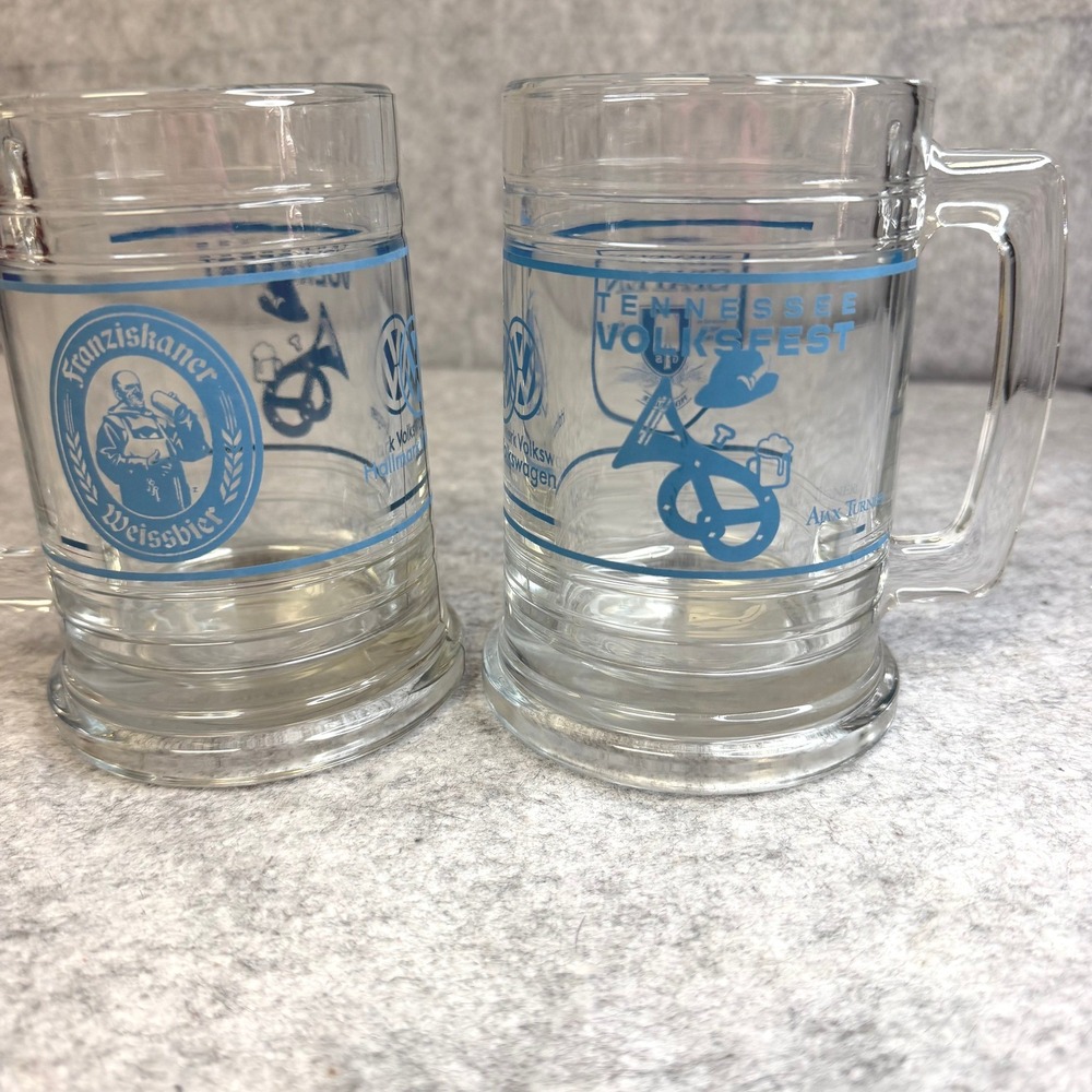 Vintage Tennessee Volksfest Beer Mugs Franziskaner Spaten VW Glass Steins Set